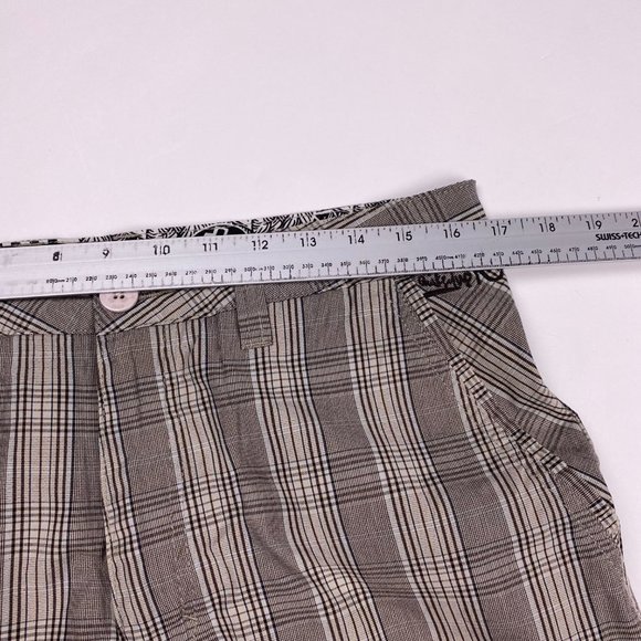 Quiksilver Shorts Mens 32 Cotton Brown Check Plaid Chino Golf Bermuda - Picture 7 of 11